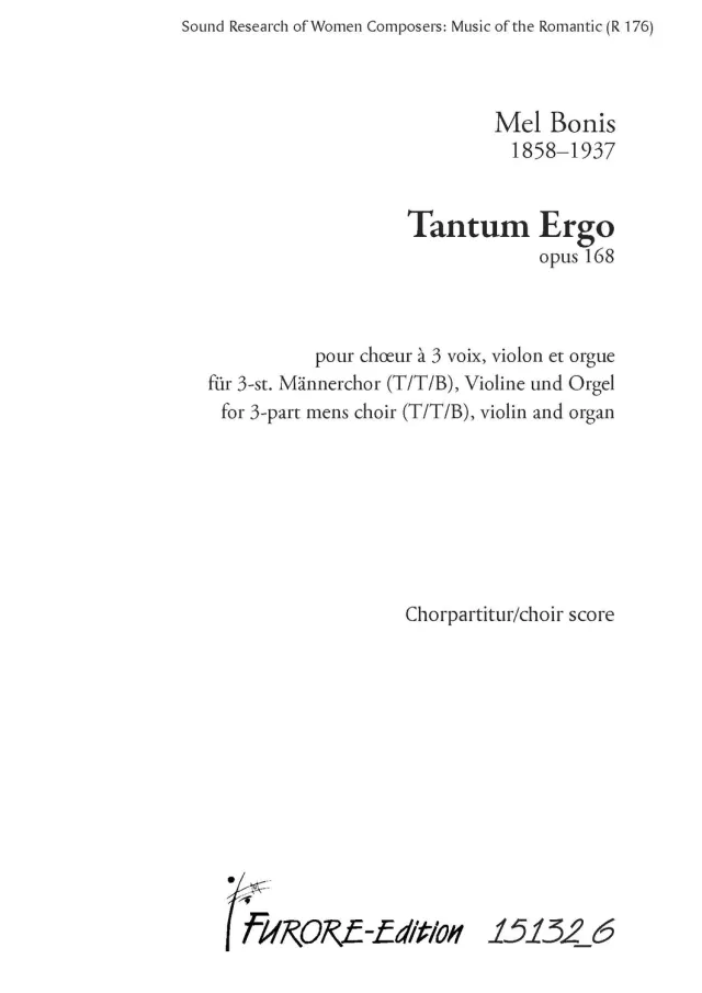 Furore Edition Tantum Ergo Chornoten 3-st. Chor Orgel