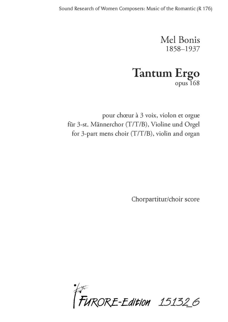Furore Edition Tantum Ergo Chornoten 3-st. Chor Orgel