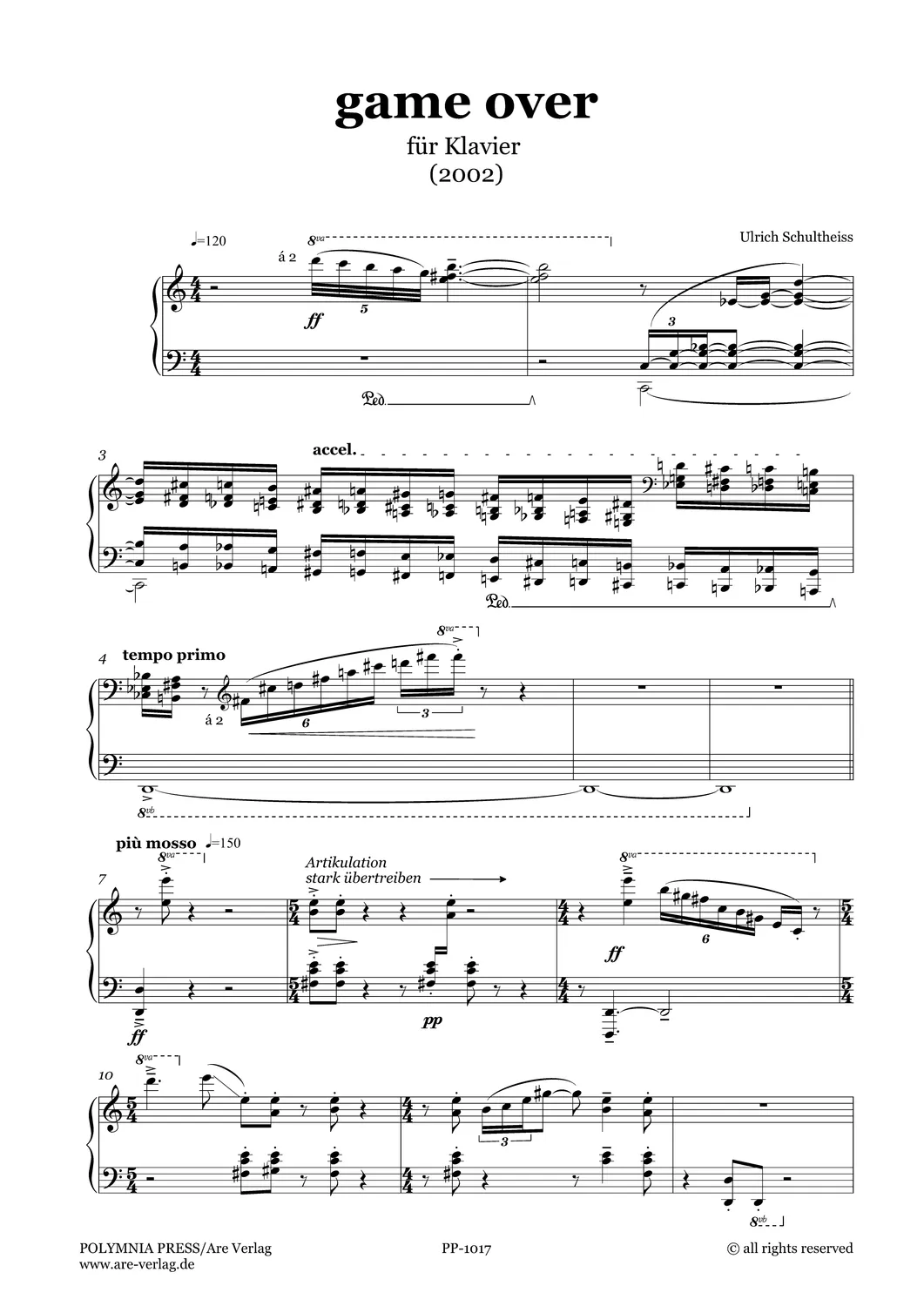 Are Musik Verlag game over Klavierstück