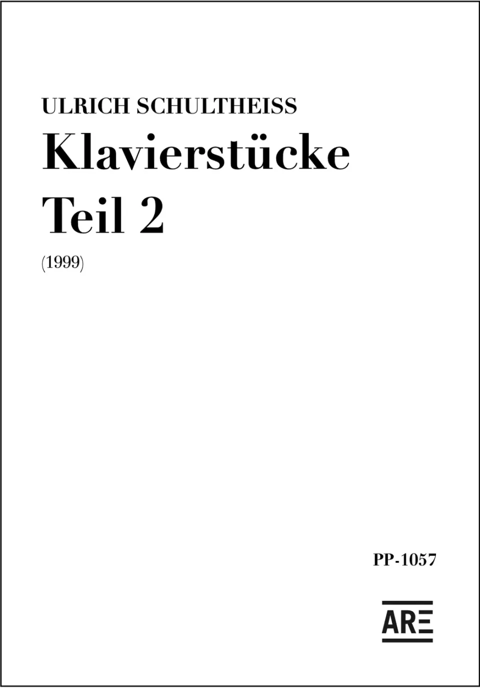 Are Musik Verlag Schultheiss Klavierstücke Teil 2 Klaviernoten