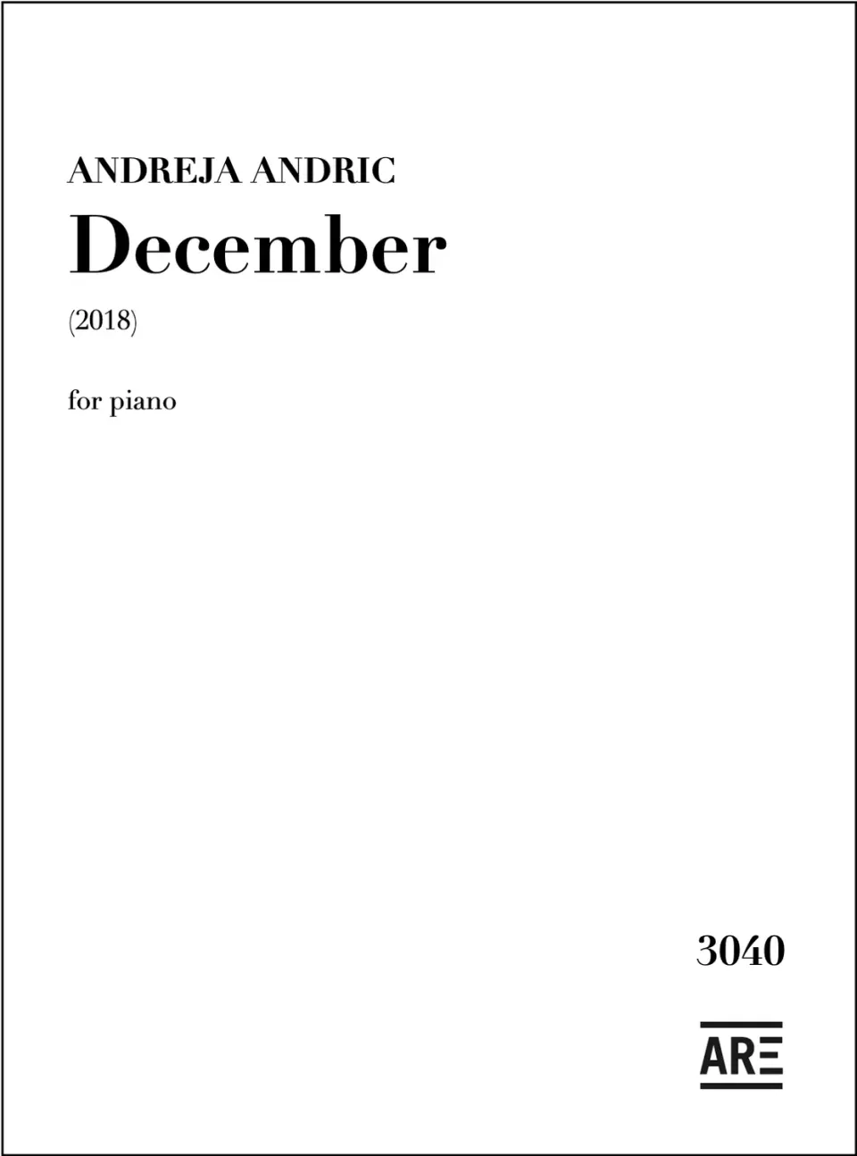 Are Musik Verlag Andric December Klaviernoten 2018 Solo