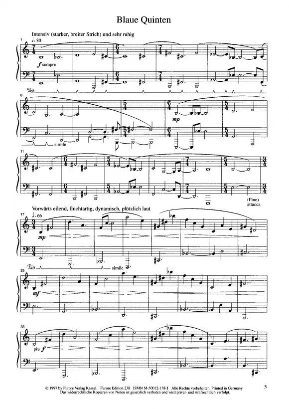 Furore Edition Das Quintenbuch Noten Klavier solo