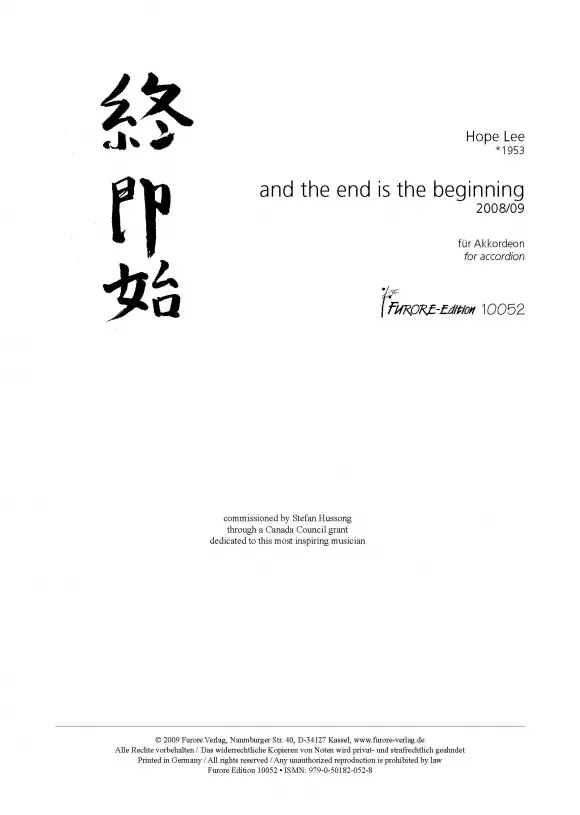 Furore Edition And the end is the beginning für Free-Bass-Akkordeon solo
