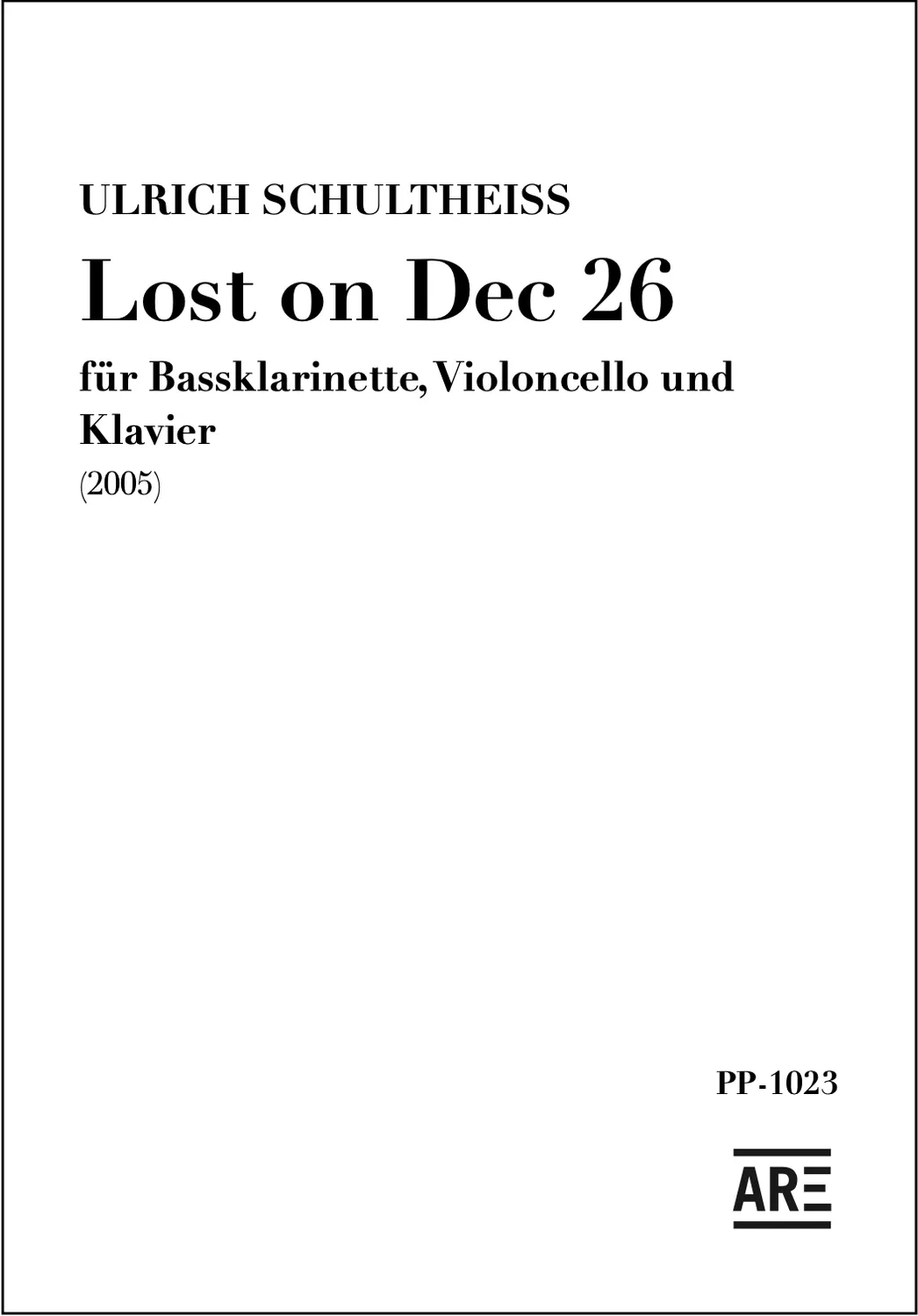 Are Musik Verlag Lost on Dec 26 Trio-Noten 9 Min