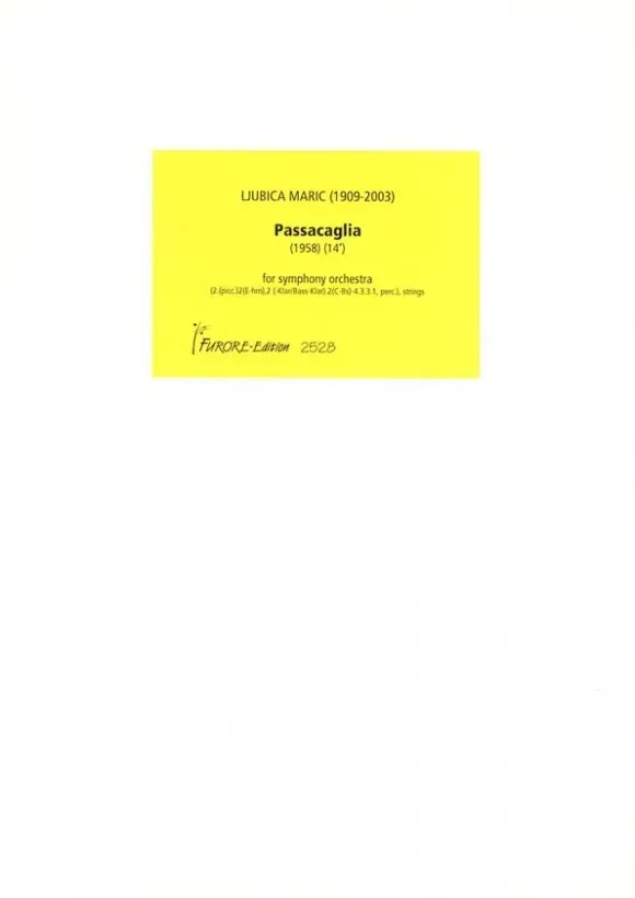 Furore Edition Passacaglia für Symfonieorchester Mietmaterial
