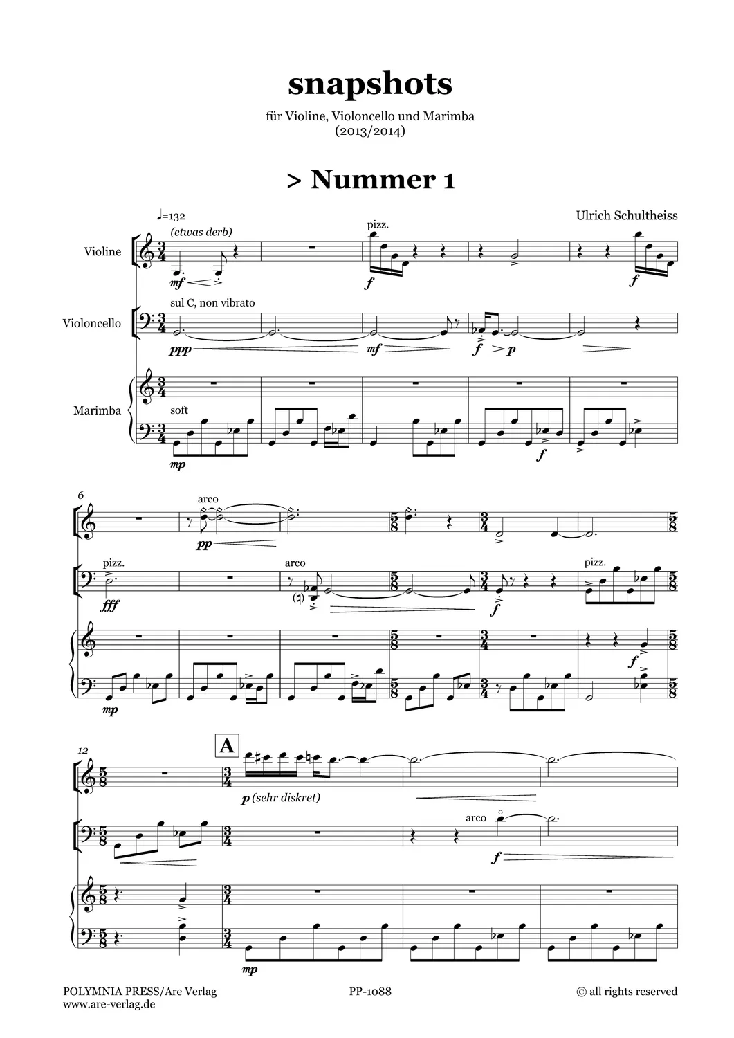 Are Musik Verlag Schultheiss snapshots Trio Noten