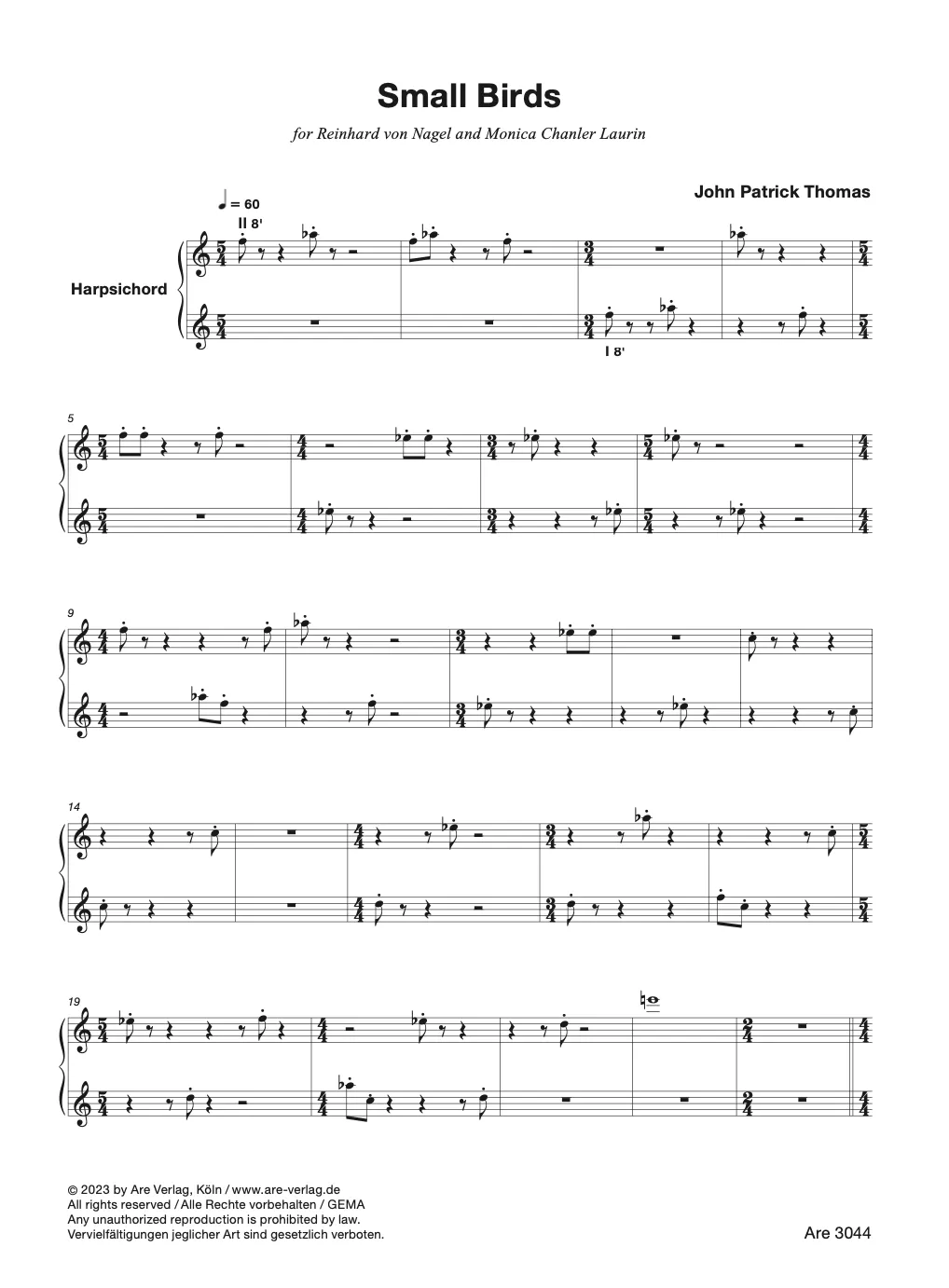 Are Musik Verlag Thomas Imaginary Dances Noten Cembalo