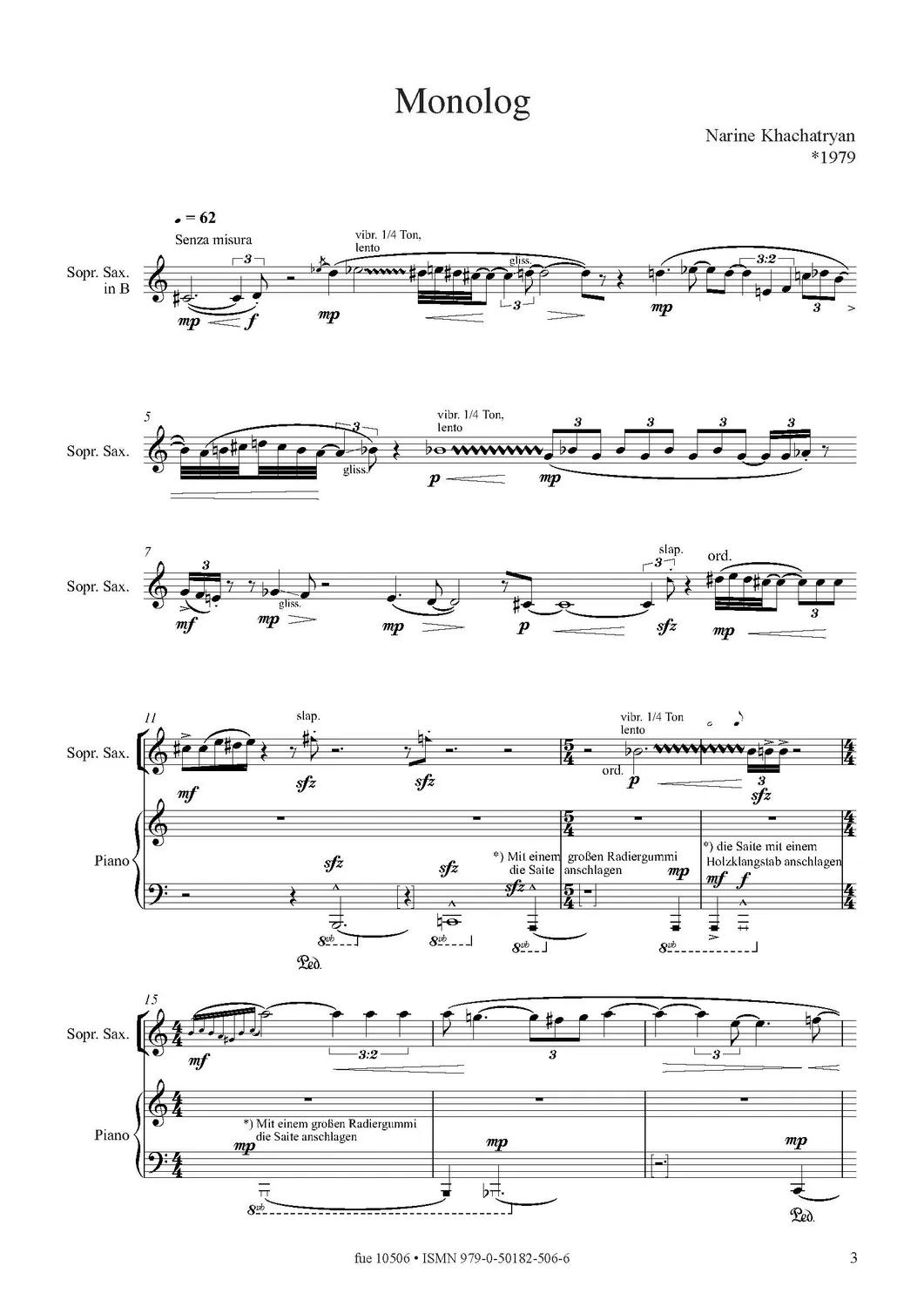 Furore Edition Monolog Noten Sopransaxophon Klavier