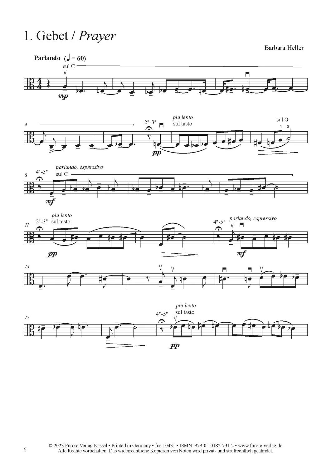 Furore Edition Hör-Bilder für Viola solo Noten