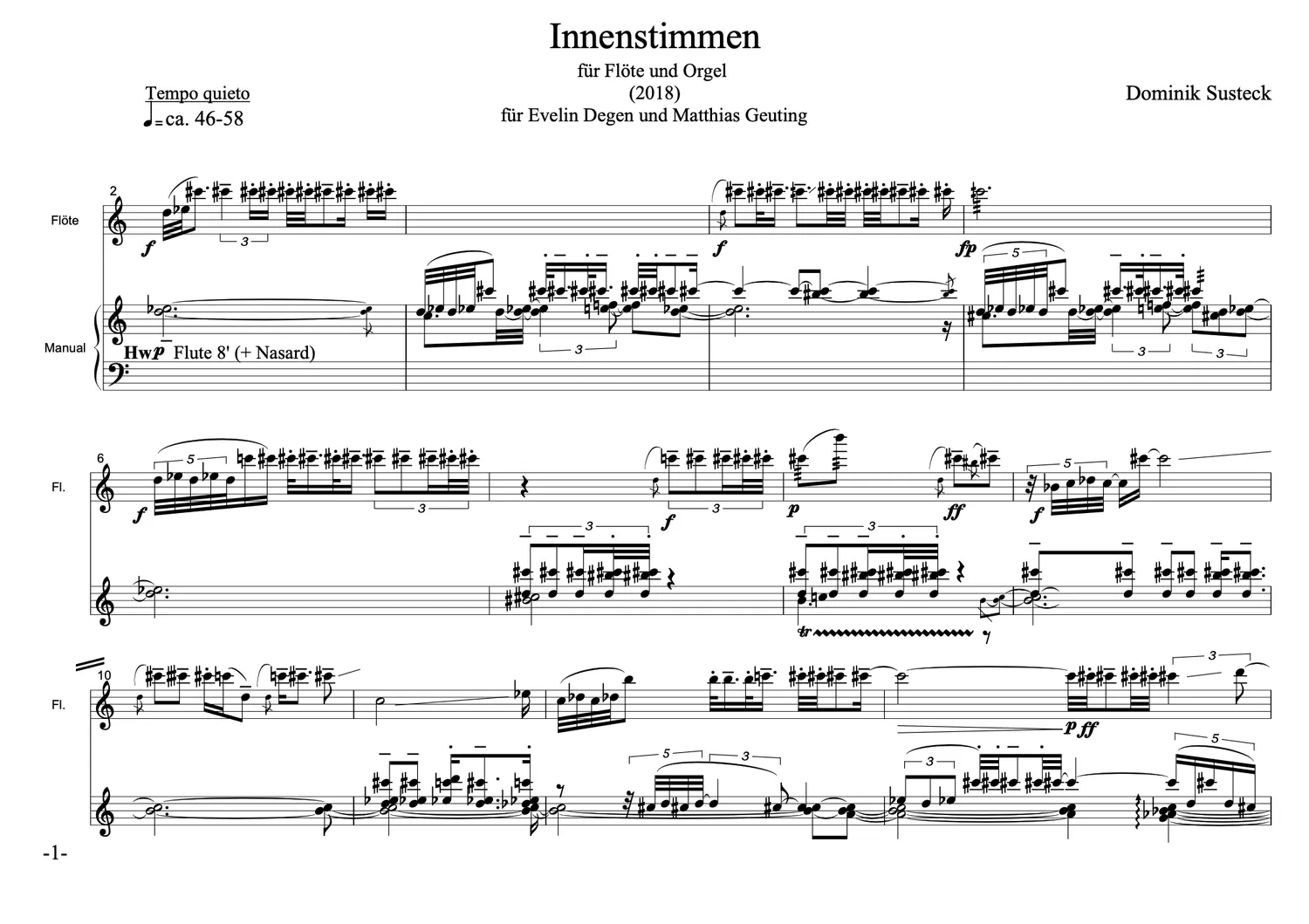 Are Musik Verlag Susteck Innenstimmen Noten Flöte Orgel