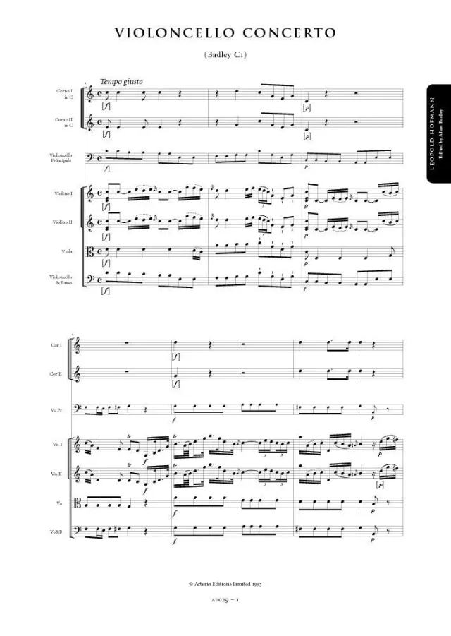 Artaria AE029 Hofmann Cellokonzert C-Dur Noten