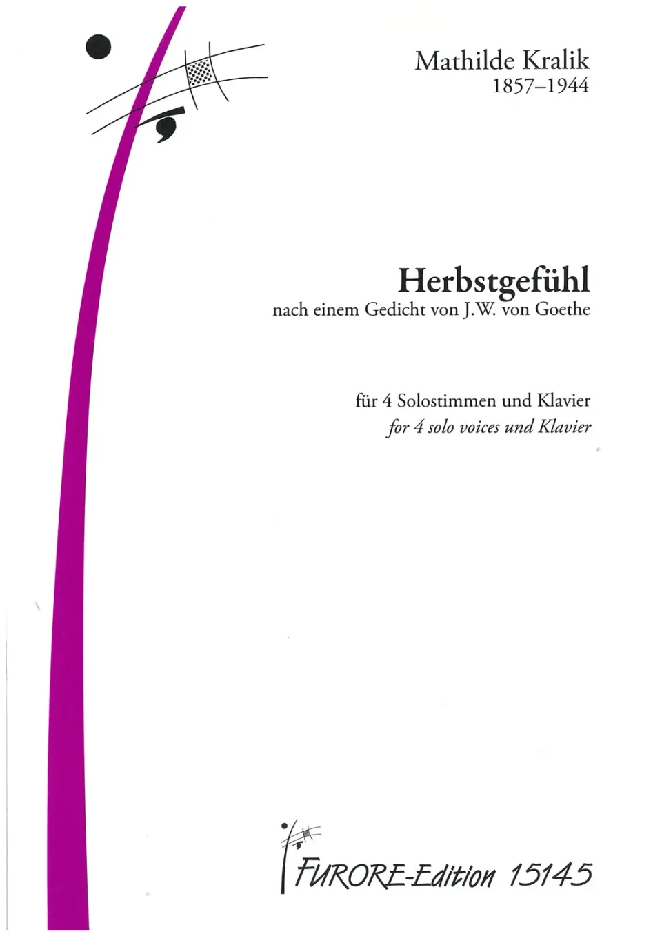 Furore Edition Herbstgefühl (Goethe) für 4 Solostimmen und Klavier