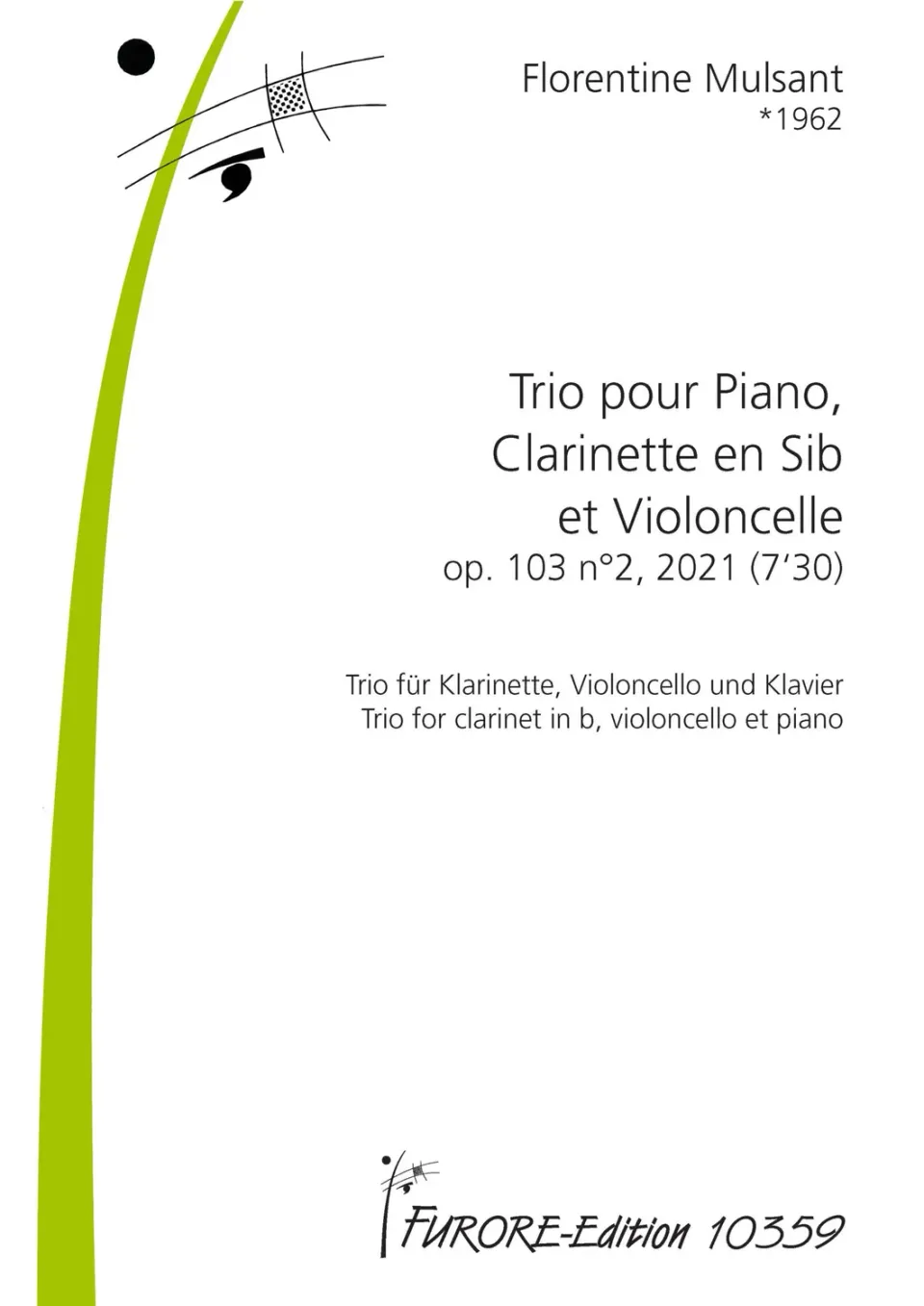 Furore Edition Trio op. 103 Nr. 2 Noten Klavier Klarinette Cello
