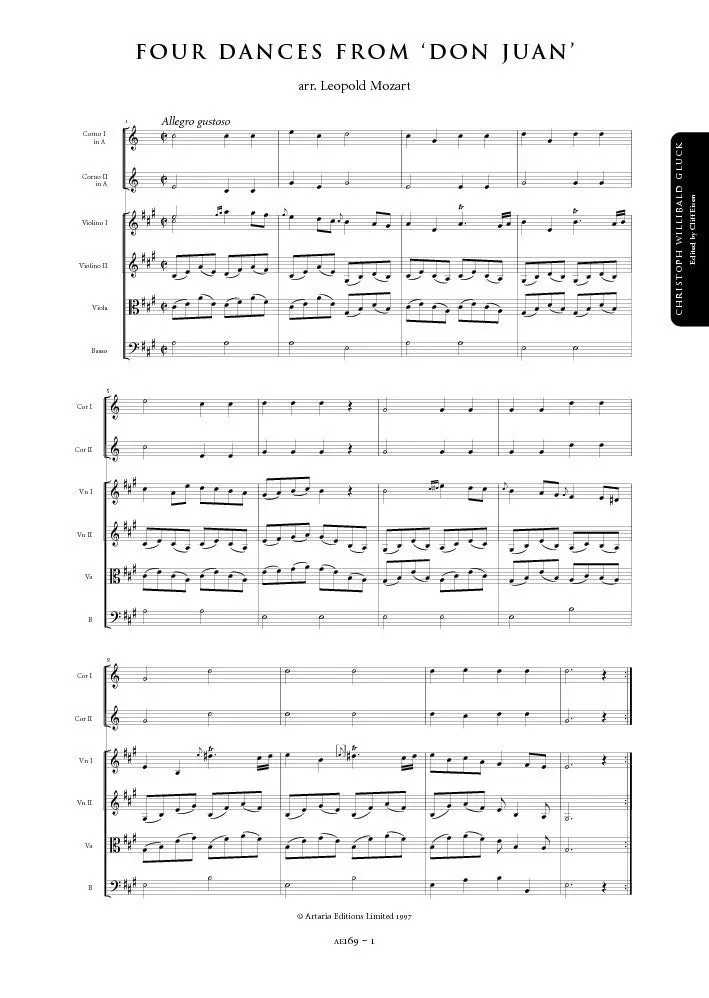 Artaria Gluck Four Dances from Don Juan Partitur