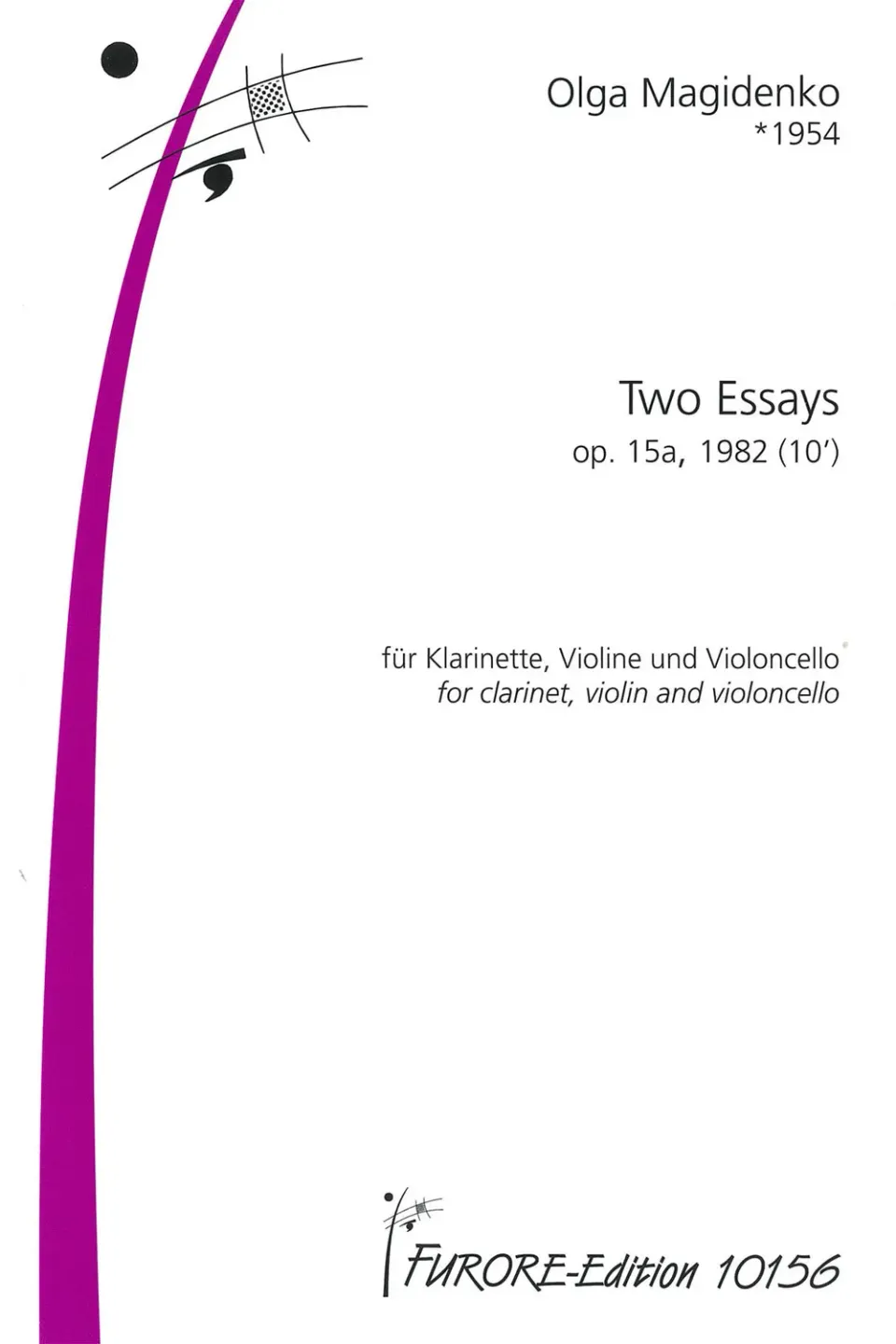 Furore Edition Two Essays op.15a Noten Klarinette Streichtrio