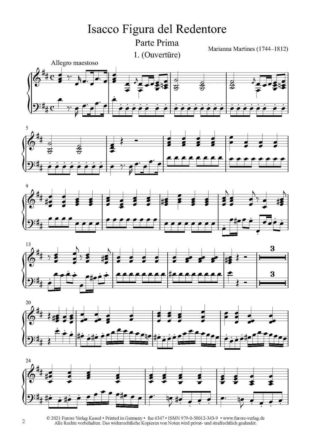 Furore Edition Isacco Oratorium Klavierauszug Soli Chor Orchester