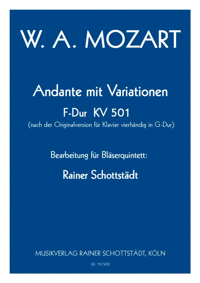 Musikverlag Rainer Schottstädt Andante mit Variationen F-dur KV 501 Noten