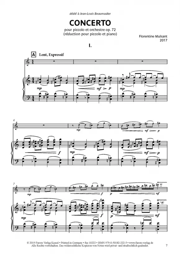 Furore Edition Concerto Piccolo Klavier Noten op.72