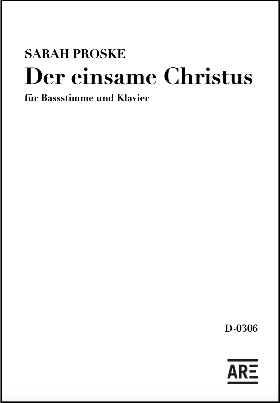 Are Musik Verlag Der einsame Christus Noten Bassstimme Klavier