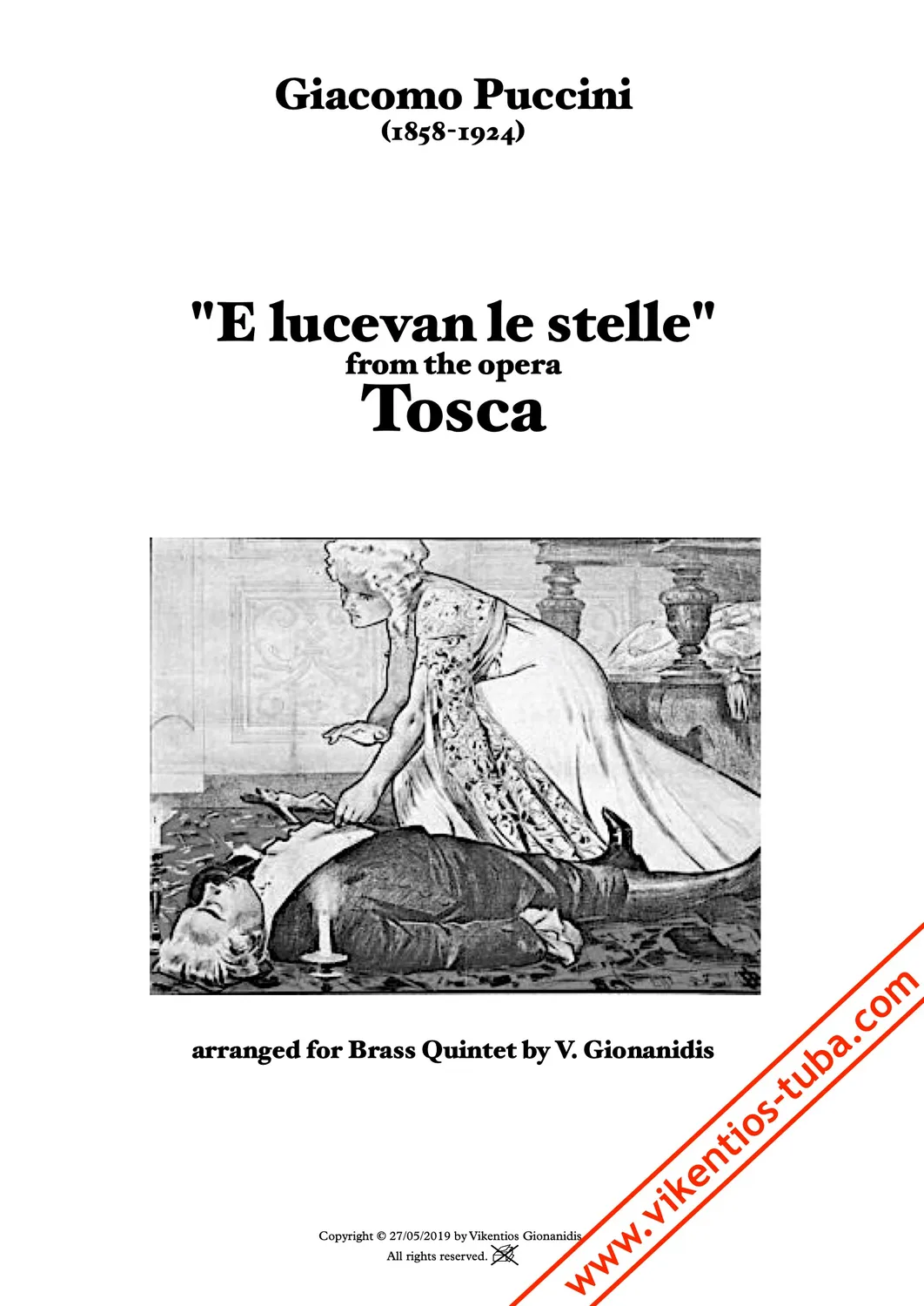 Vikentios Gionanidis „E lucevan le Stelle“ Noten für Blechbläserquintett