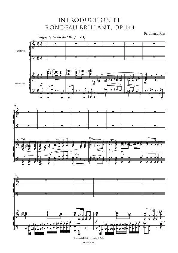 Artaria Introduction and Rondeau brillant Op. 144 Partitur