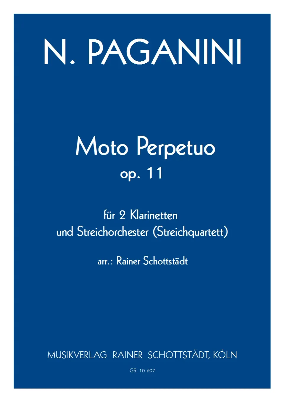 Musikverlag Rainer Schottstädt Moto Perpetuo op. 11 Noten Klarinette Streicher