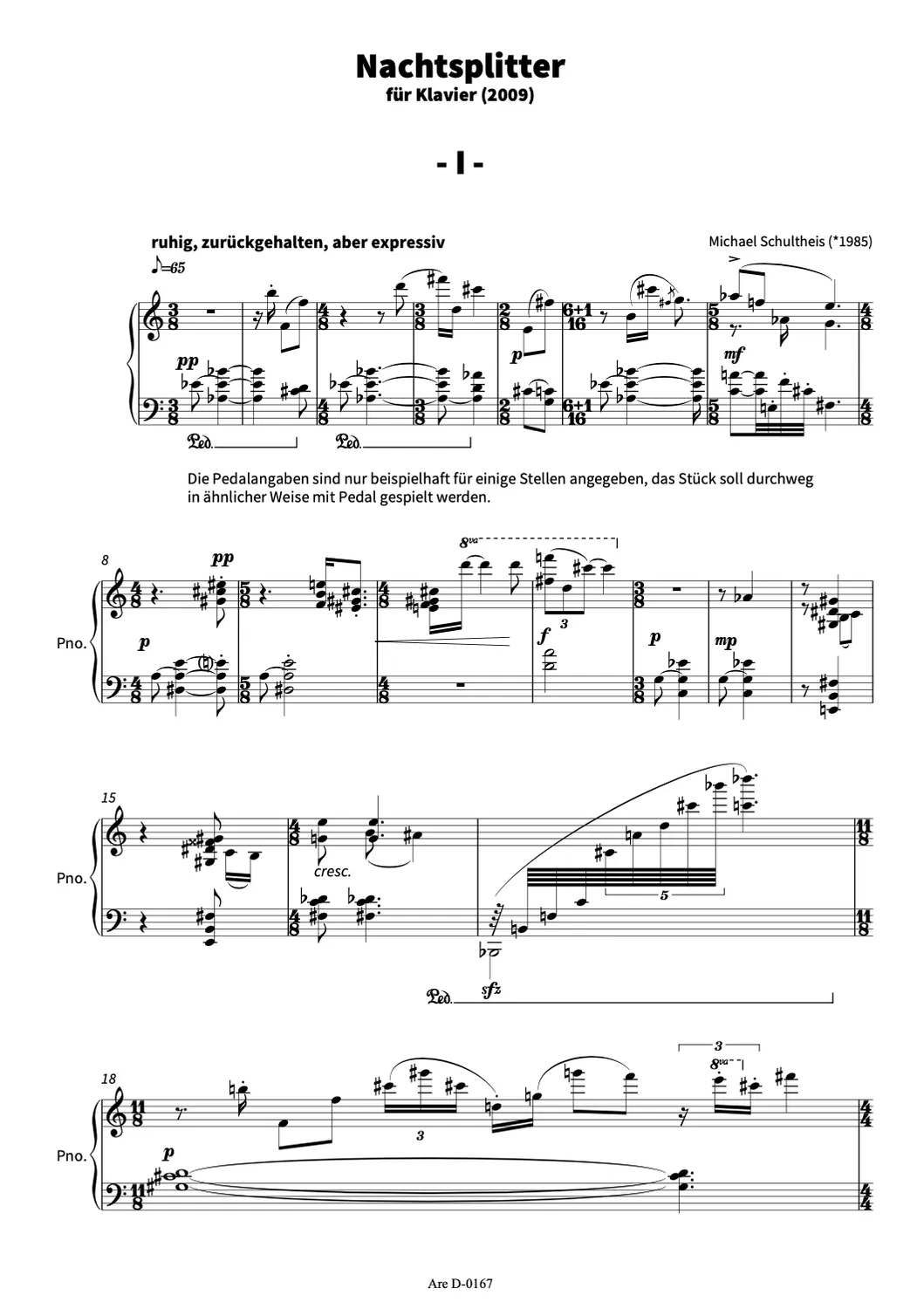 Are Musik Verlag Schultheis Nachtsplitter 2009 Klaviernoten