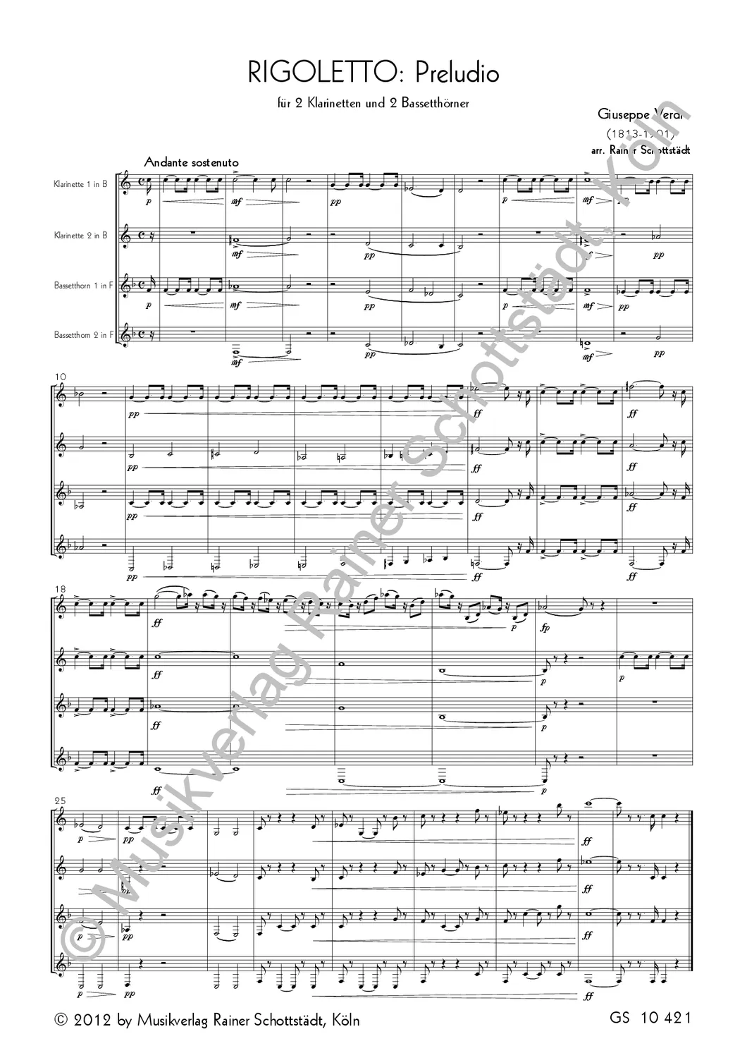 Musikverlag Rainer Schottstädt Praeludien Szenen Arien Noten Bläser
