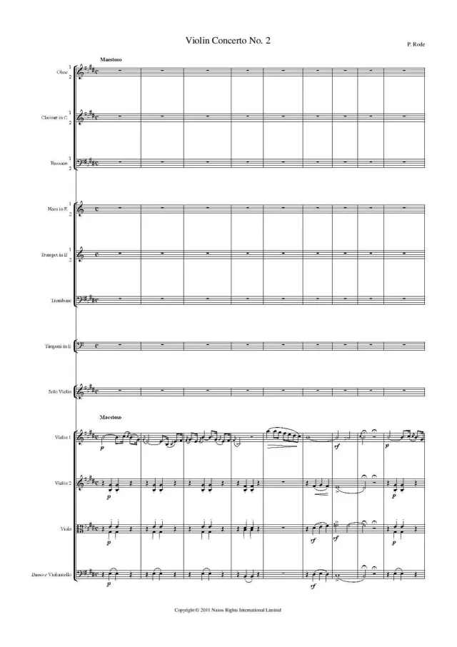 Artaria Rode Violinkonzert Nr. 2 E-Dur Op. 4 Partitur
