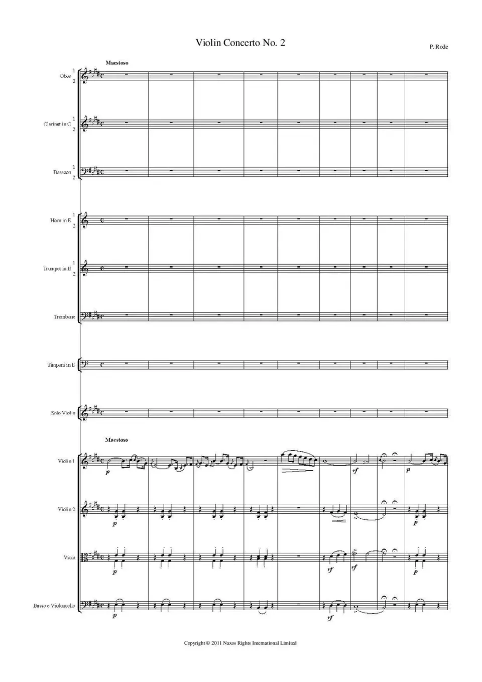 Artaria Rode Violinkonzert Nr. 2 E-Dur Op. 4 Partitur