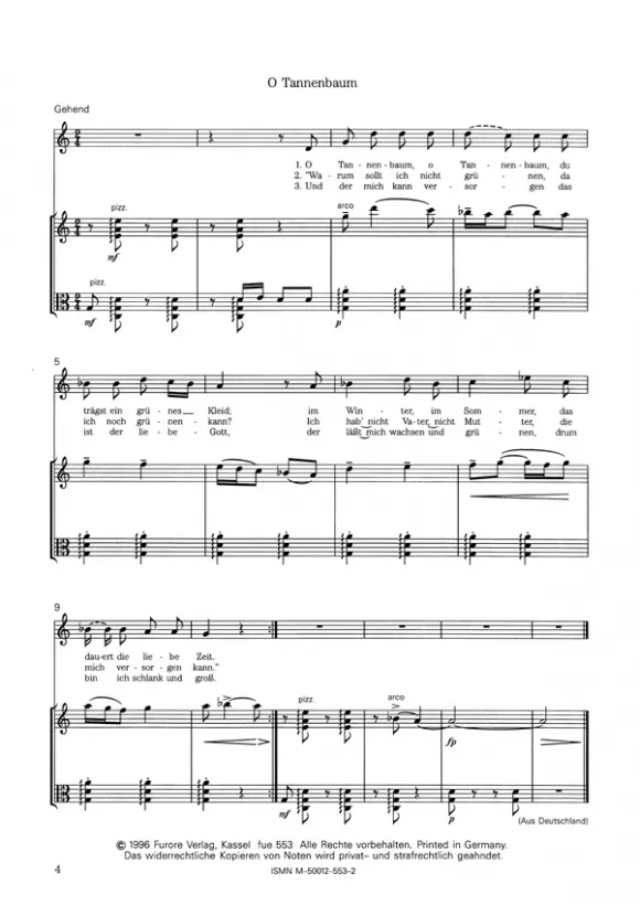 Furore Edition Umspielte Weihnachtslieder Noten Stimme Violine Viola