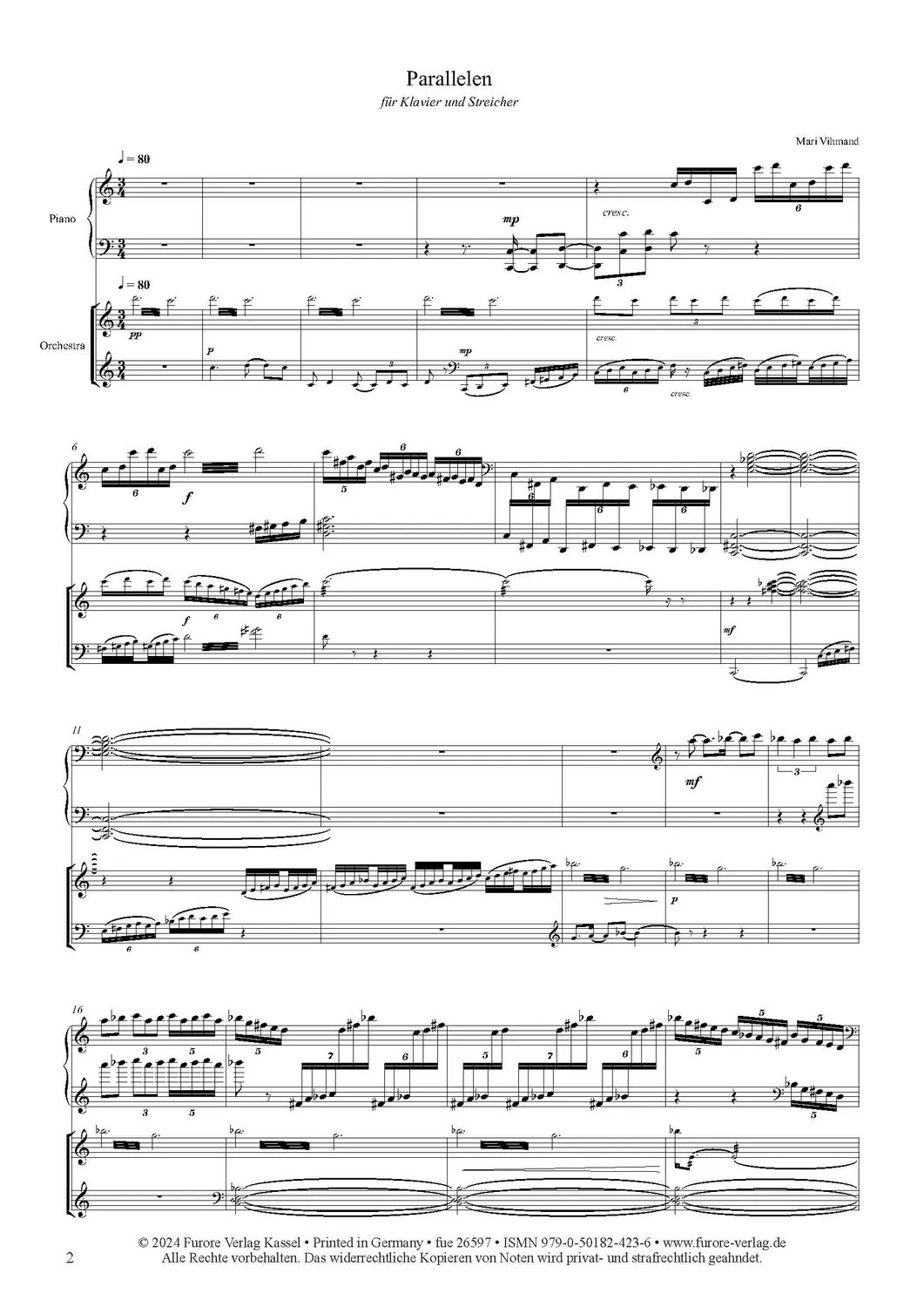 Furore Edition Parallelen Noten Klavier Streicher
