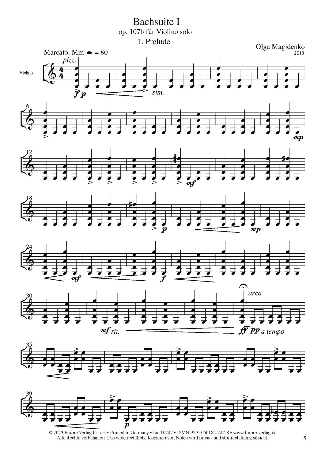 Furore Edition Bachsuiten Violine solo Noten
