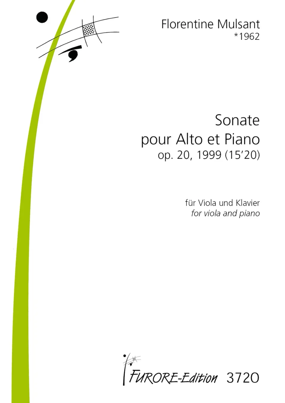 Furore Edition Sonate für Viola und Klavier op. 20 Noten