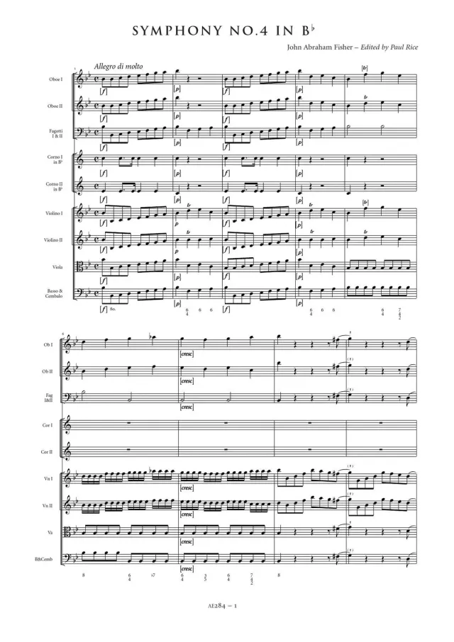 Artaria Sinfonie Nr. 4 B-Dur AE284 Partitur