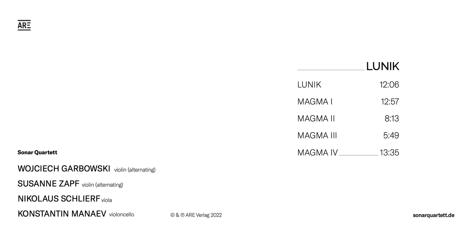 Are Musik Verlag Lunik Sonar Quartett CD Streichquartett