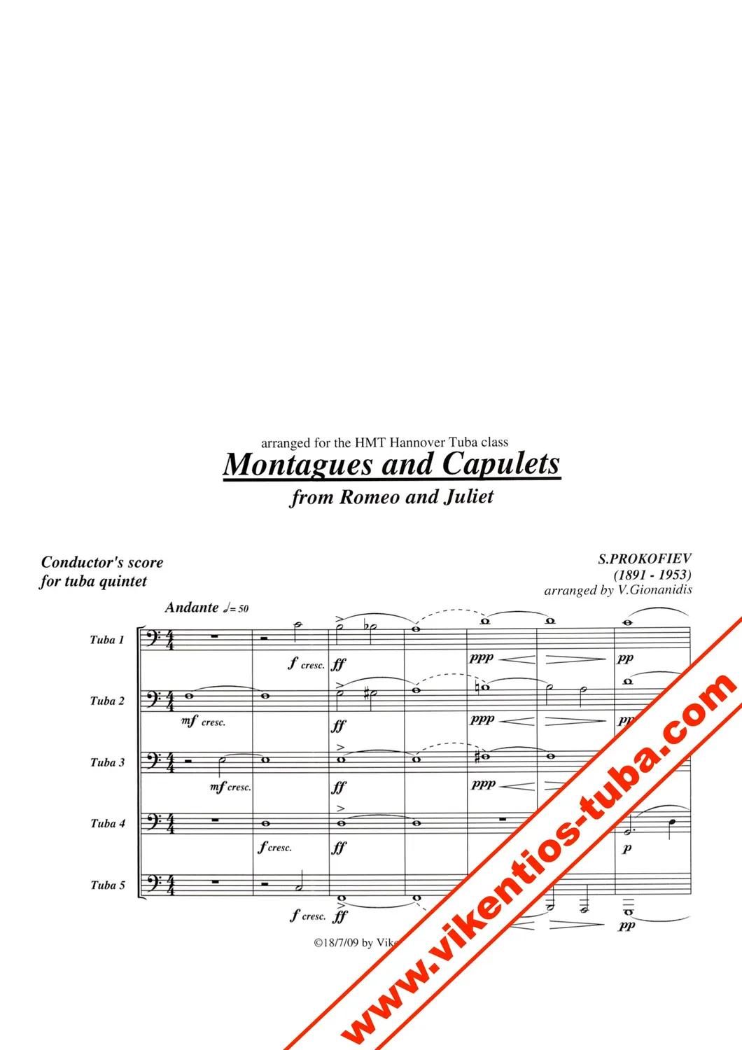 Vikentios Gionanidis Montagues Capulets Tubaquintett Noten