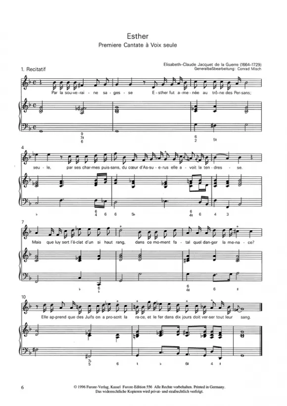 Furore Edition Esther Cantata Noten Mezzosopran Continuo