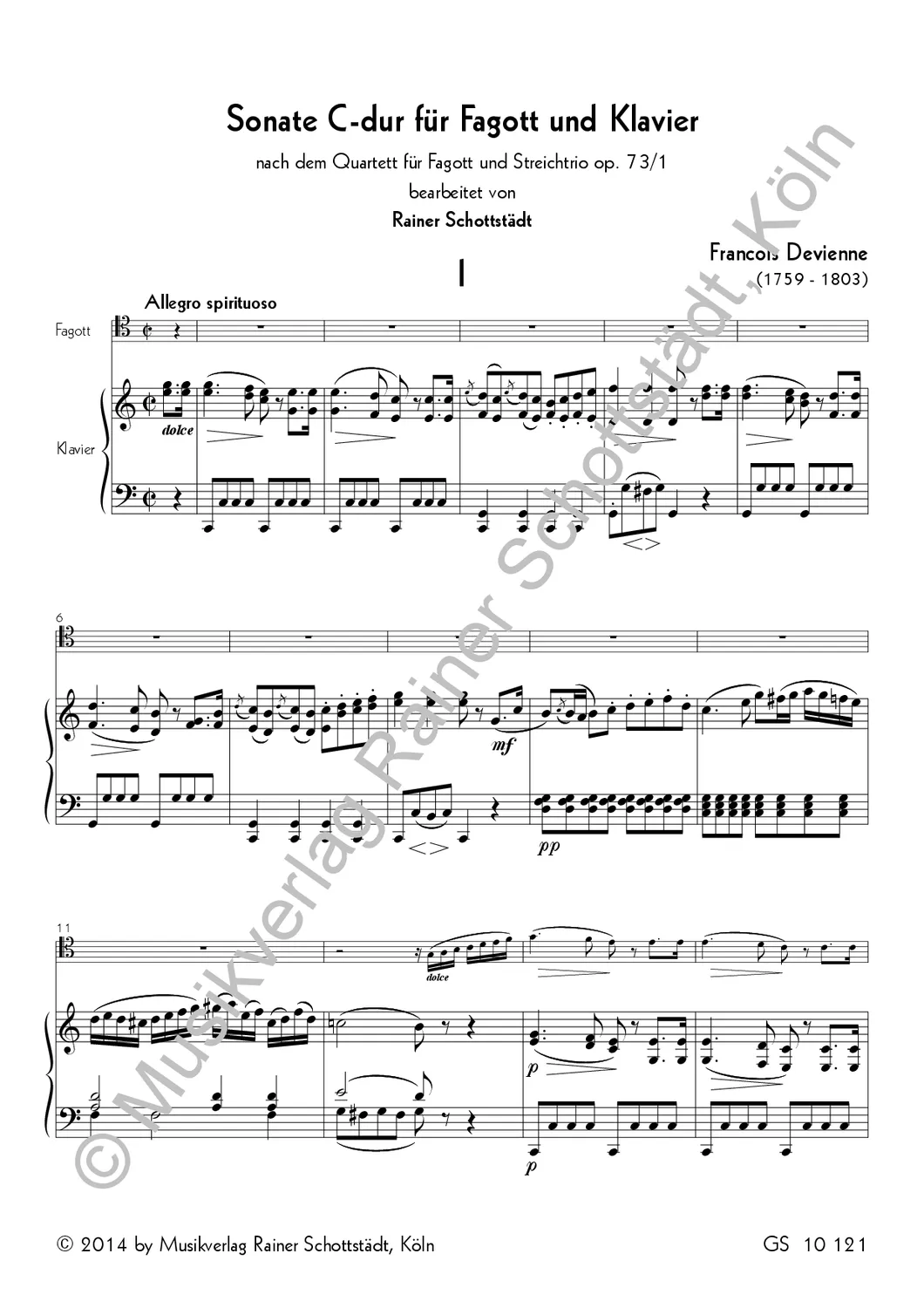 Musikverlag Rainer Schottstädt Sonate C-dur op.73/1 Noten Fg Klavier