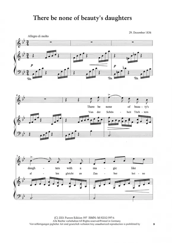 Furore Edition Three Songs on texts by Lord Byron Lieder für Sopran und Klavier, Partitur
