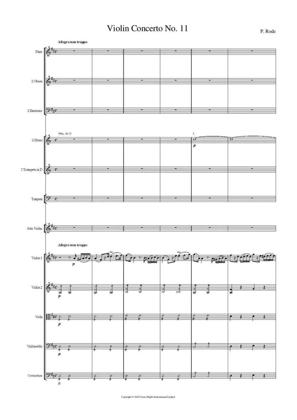 Artaria Rode Violinkonzert Nr. 11 D-Dur op. 23 Partitur