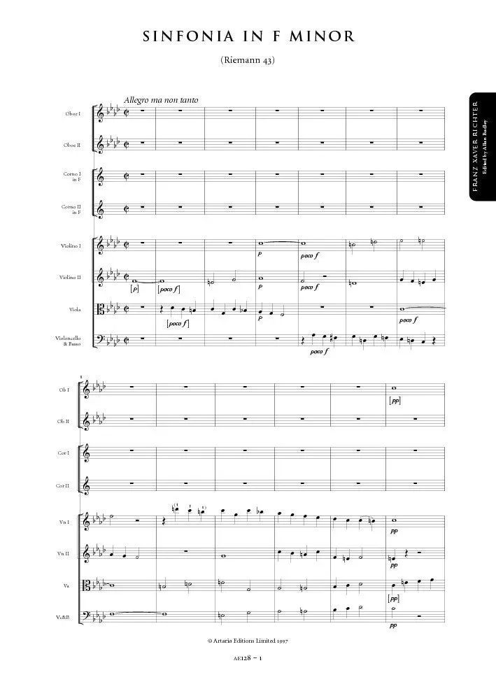 Artaria AE128 Richter Sinfonie Nr. 43 f-Moll Partitur