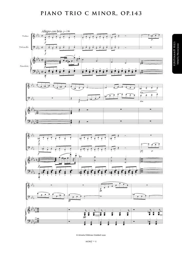 Artaria AE207 Ries Klaviertrio c-Moll Noten