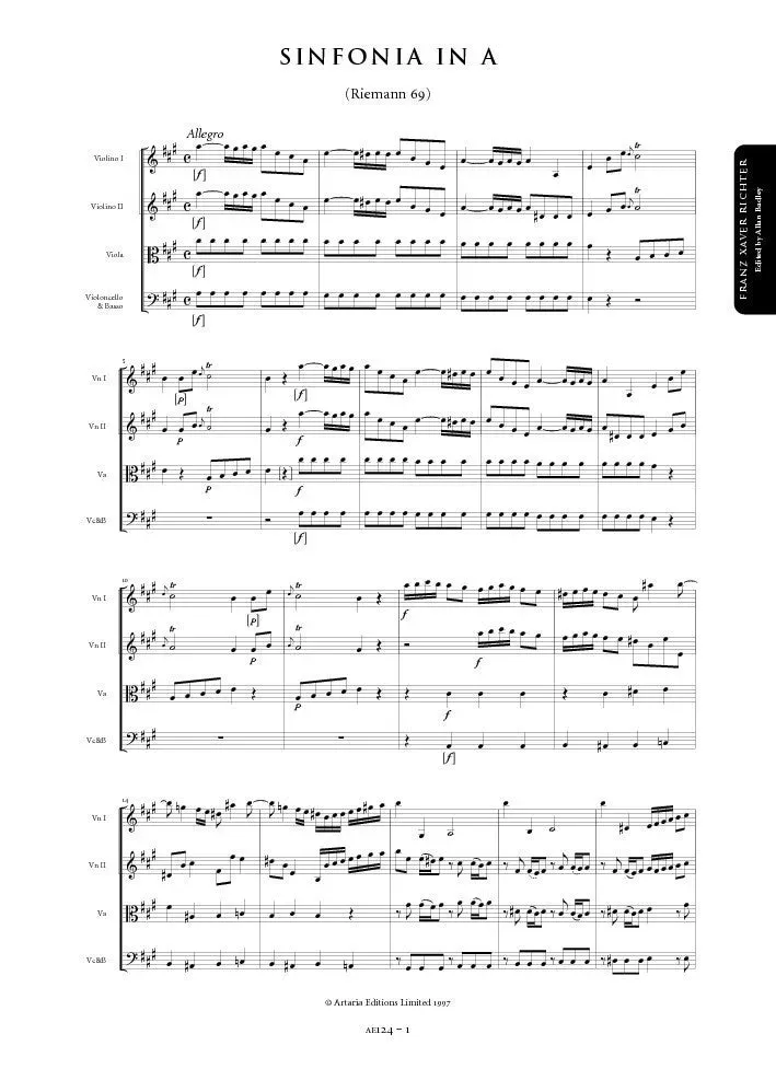 Artaria Richter Sinfonie Nr. 69 A-Dur AE124 Partitur
