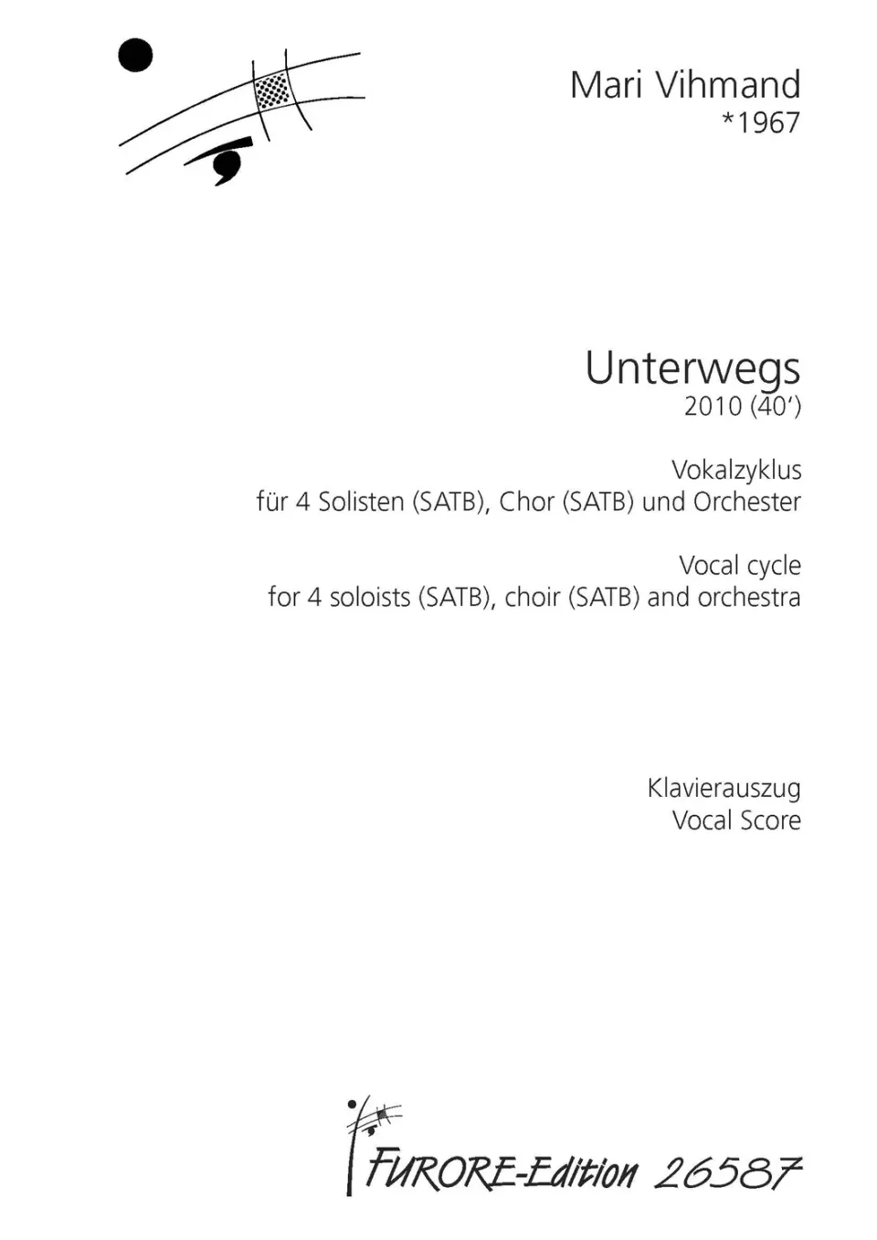 Furore Edition Unterwegs Klavierauszug SATB Chor Orchester