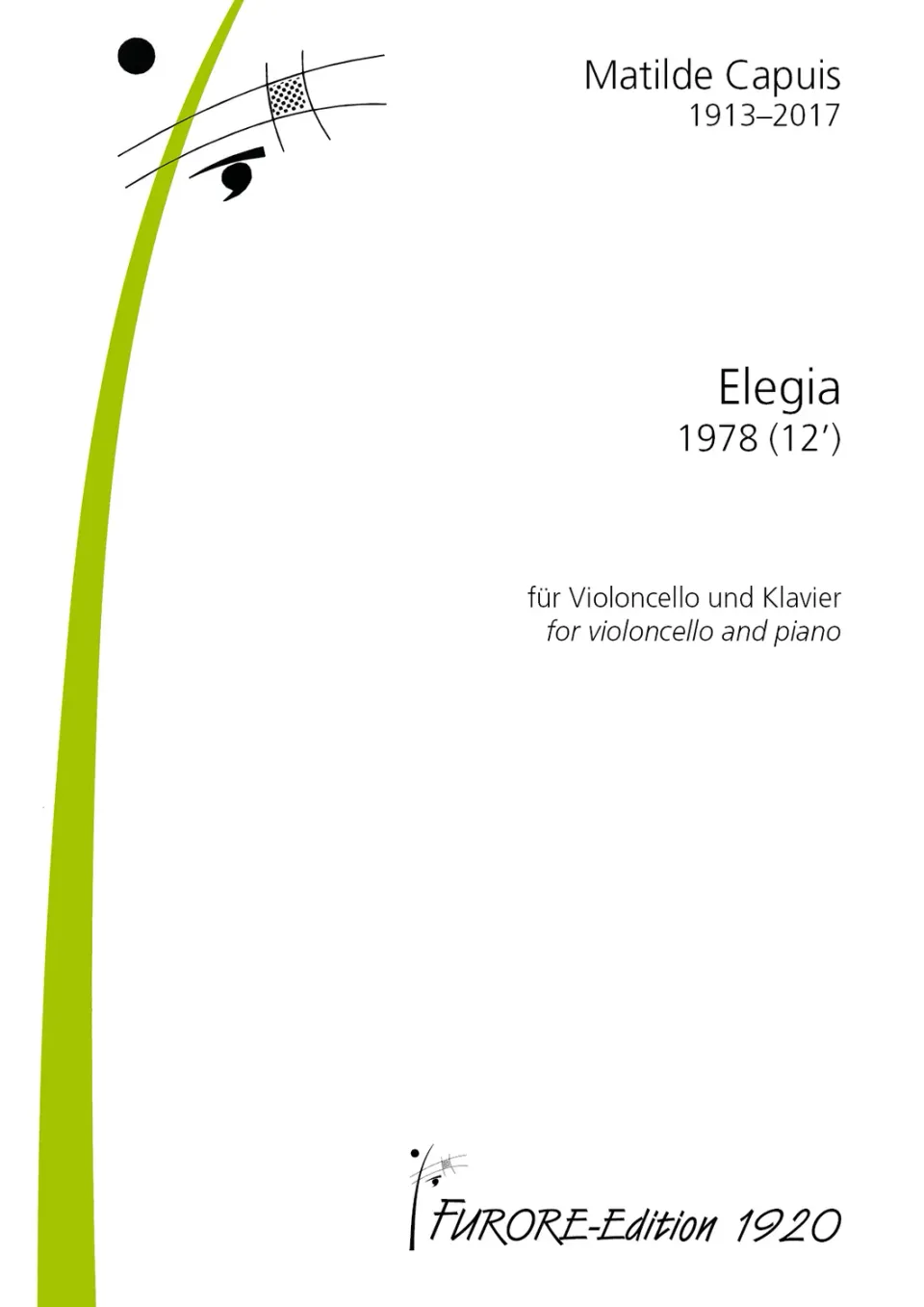 Furore Edition Elegia Noten Violoncello Klavier 1978