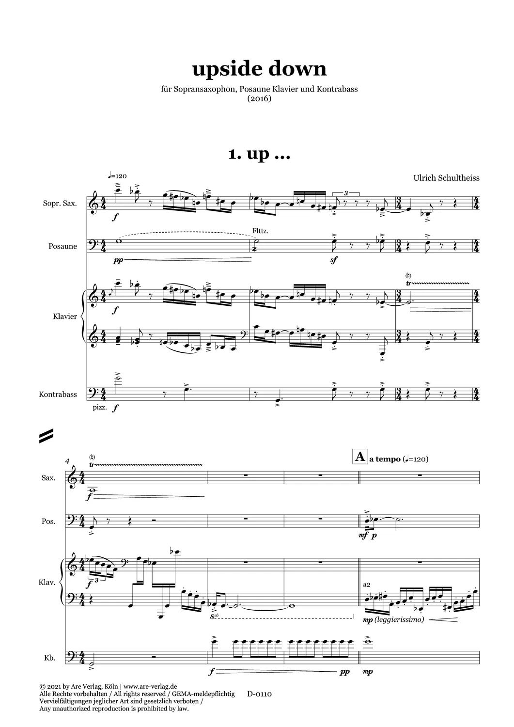 Are Musik Verlag Schultheiss upside down Noten Quartett Stimmen