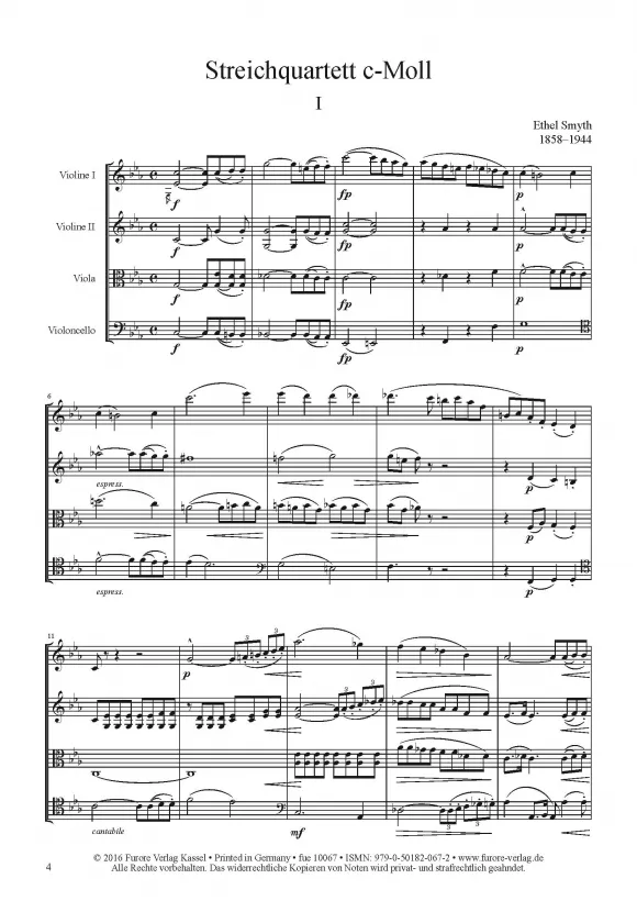 Furore Edition Streichquartett c-Moll Noten