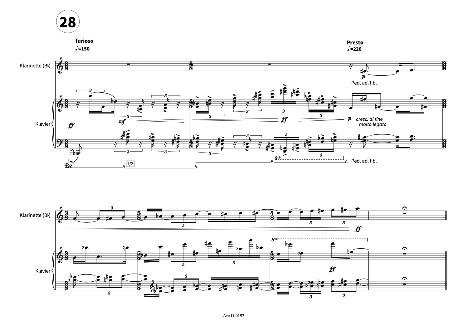 Are Musik Verlag Schultheis Nachtsplitter II Klarinette Klavier Noten