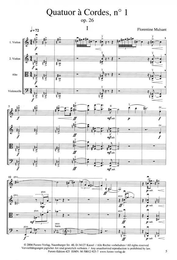 Furore Edition String quartet op. 26 Noten Streichquartett